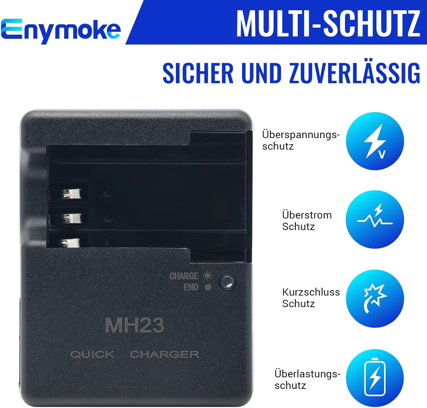 MH-23 Chargeur rapide pour Nikon : compatible avec batterie EN-EL9 EN-EL9a pour appareils photo reflex numériques Nikon D40 D40X D60 D3000 D5000