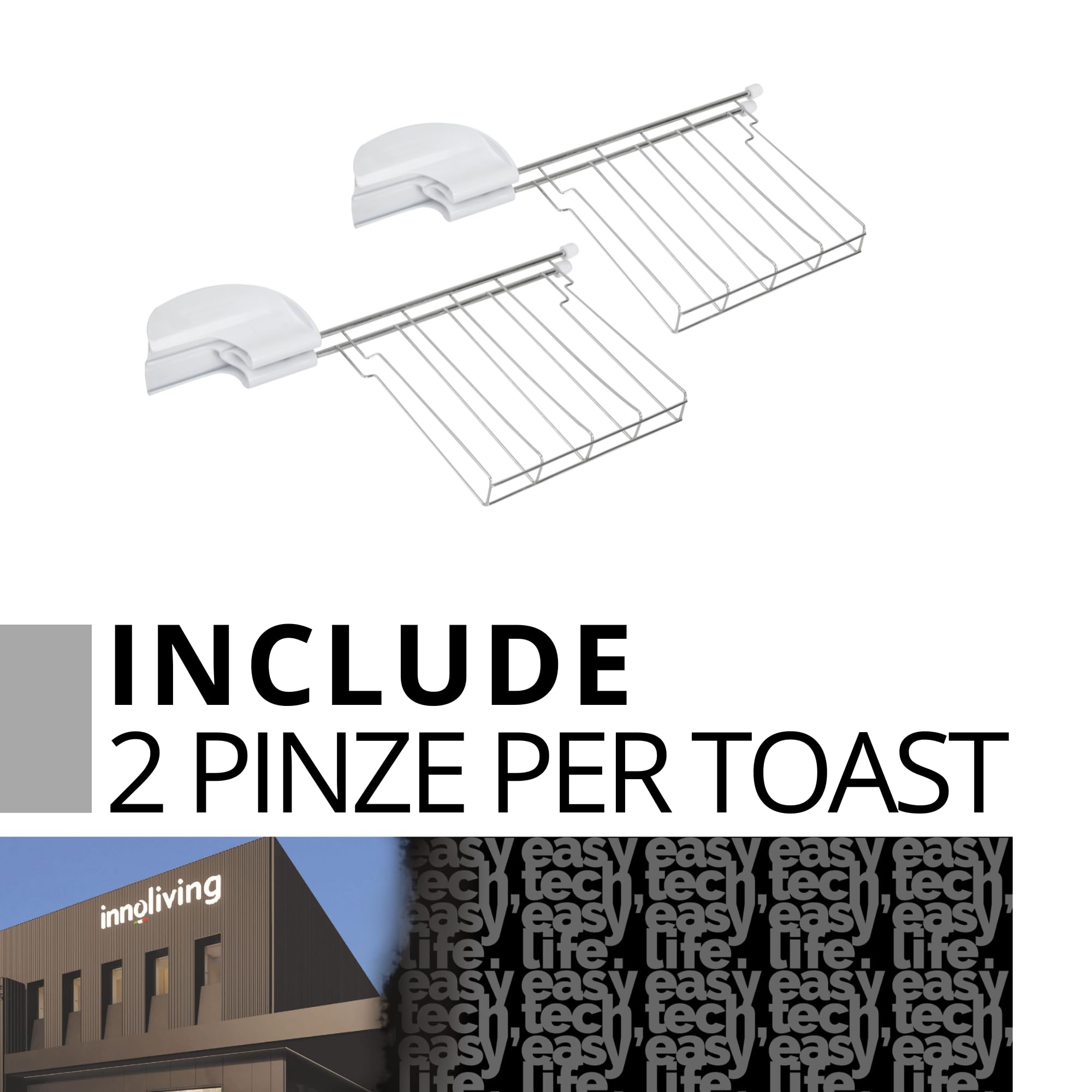 Innoliving Tostapane con Pinze INN-742, 700W, 6 Livelli di Doratura Regolabili, Funzioni Scongelamento e Riscaldamento, Design Compatto, Facile da Usare e Pulire, Perfetto per Toast Croccanti