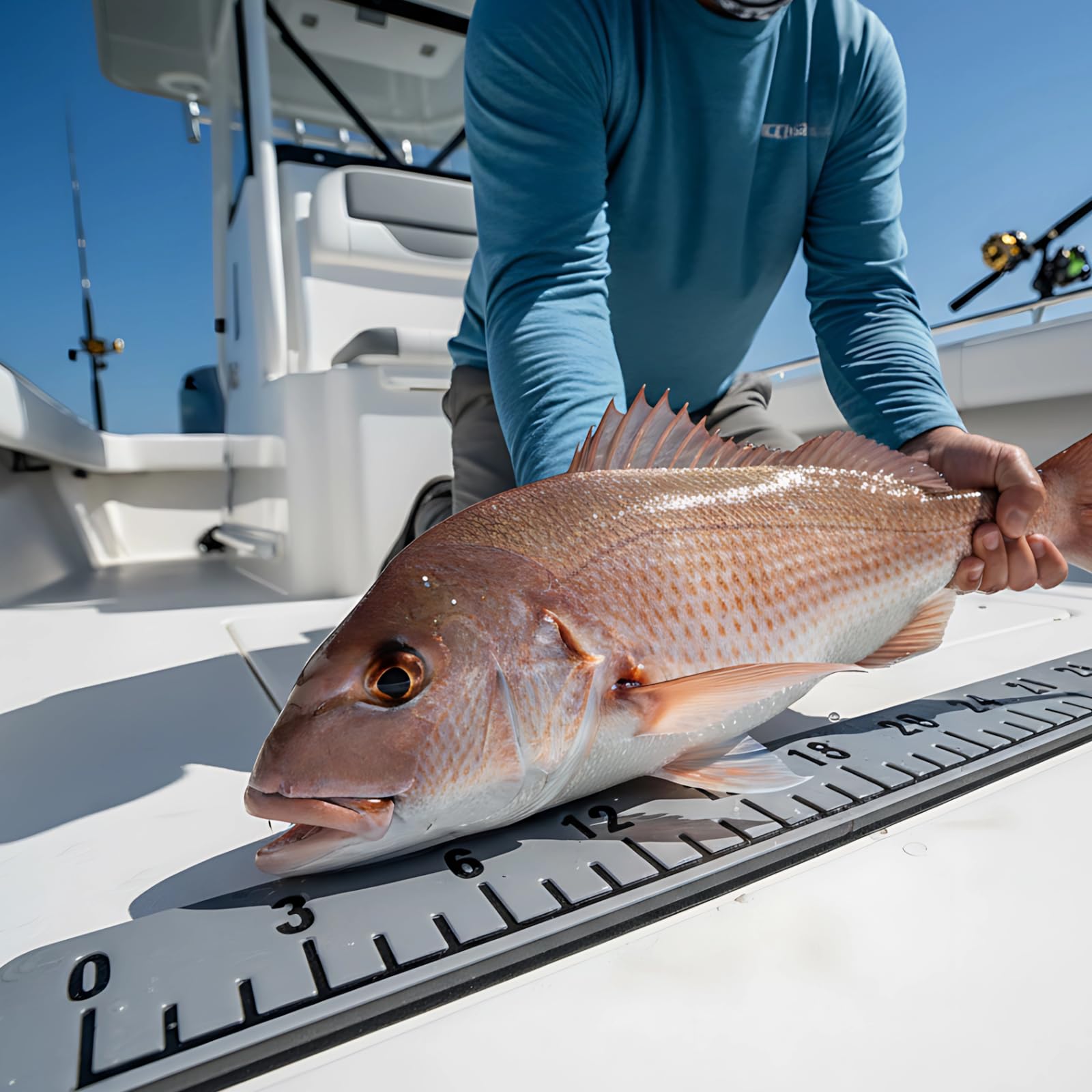 Regla de pescado de 36 pulgadas para barco, regla de medición de peces de espuma EVA adhesiva, números llamativos, lectura rápida, agarre antideslizante, impermeable, 6 mm de grosor, dimensiones