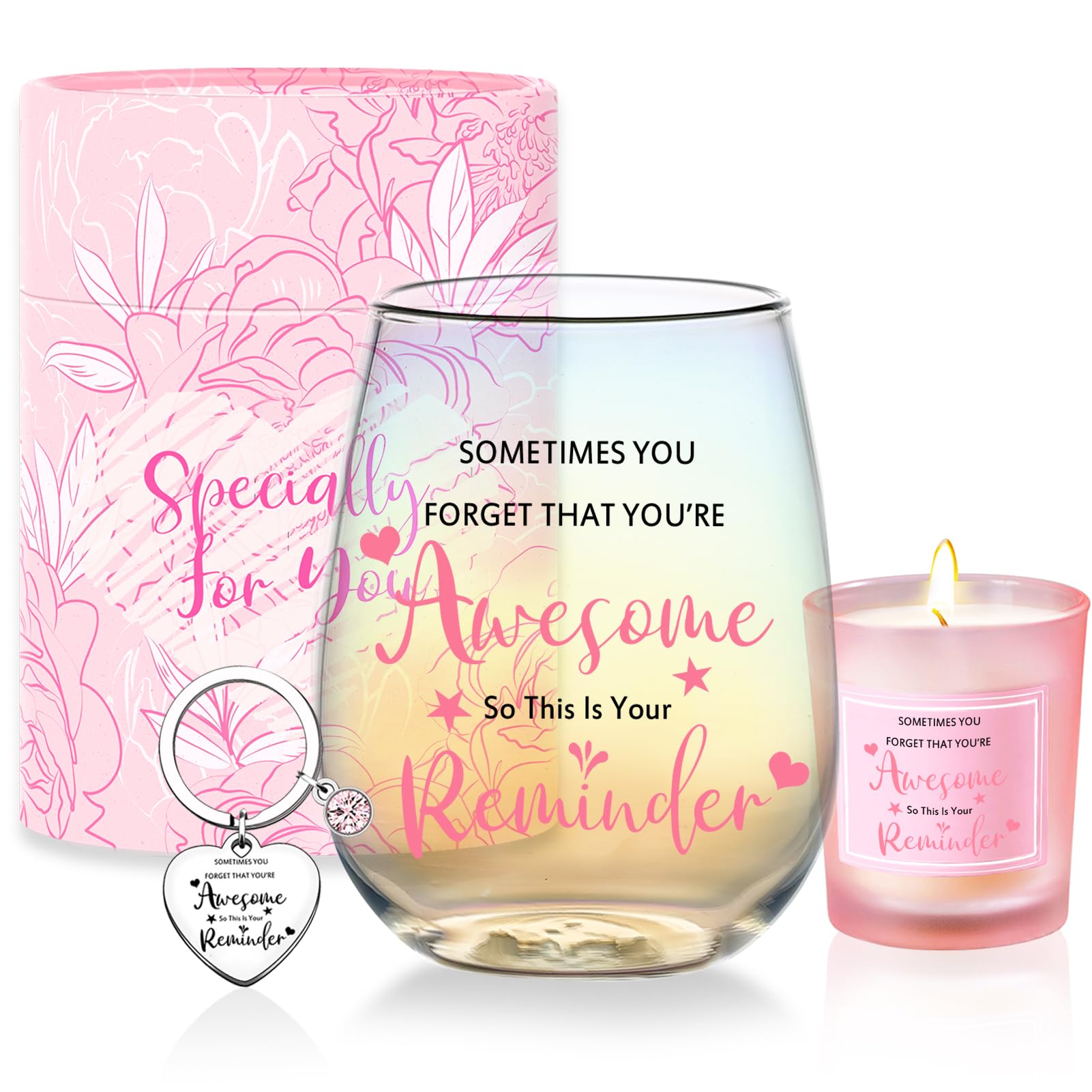 Yalucky Thank You Gifts for Women Stemless Wine Glasses Presents for Personalised Best Friend Birthday Gifts for Women Leaving Present for Colleagues Mothers Day Gift for Mum Valentines Gift for Her