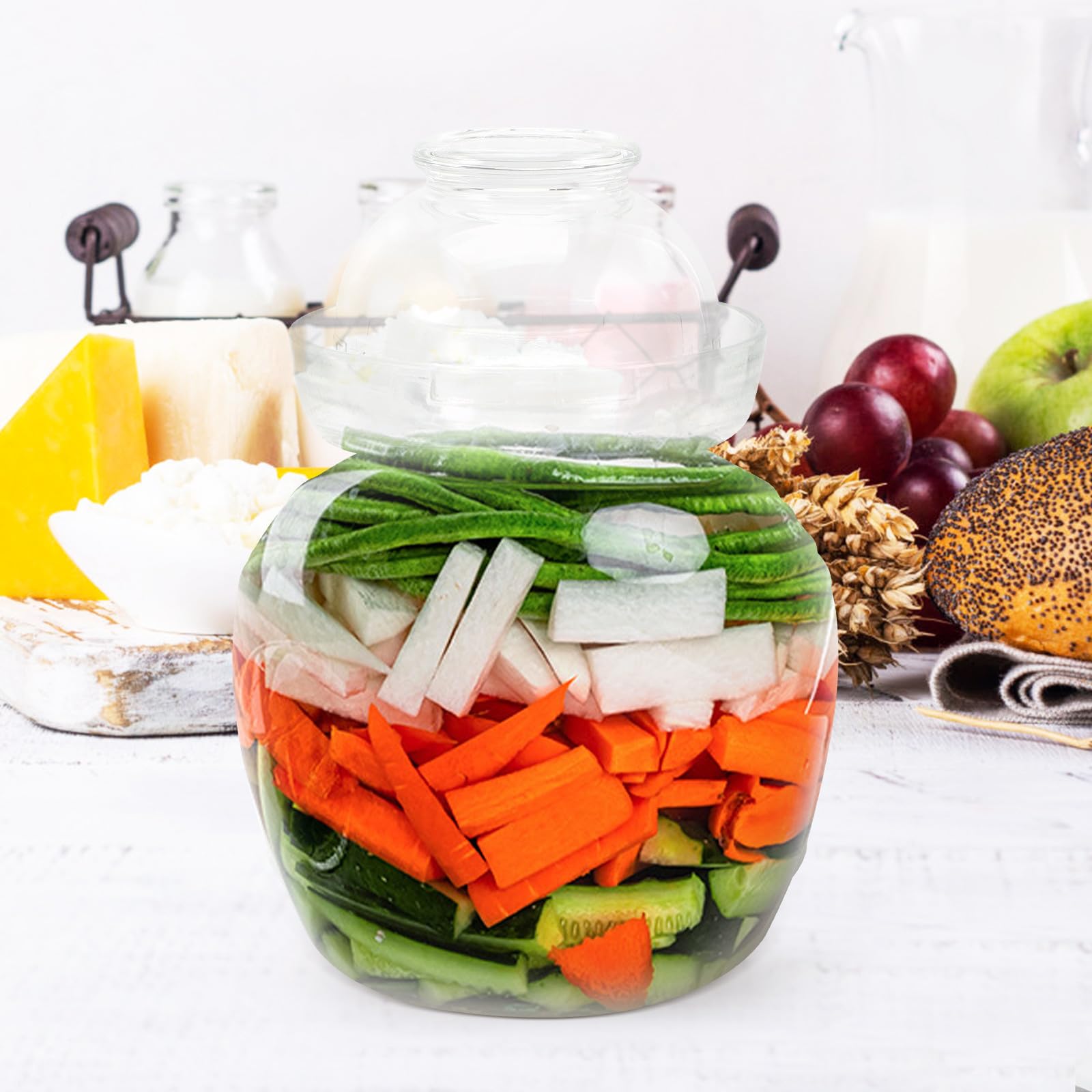 Artibetter Tarro de Fermentación de Vidrio 1,5kg Tapa para Cocina