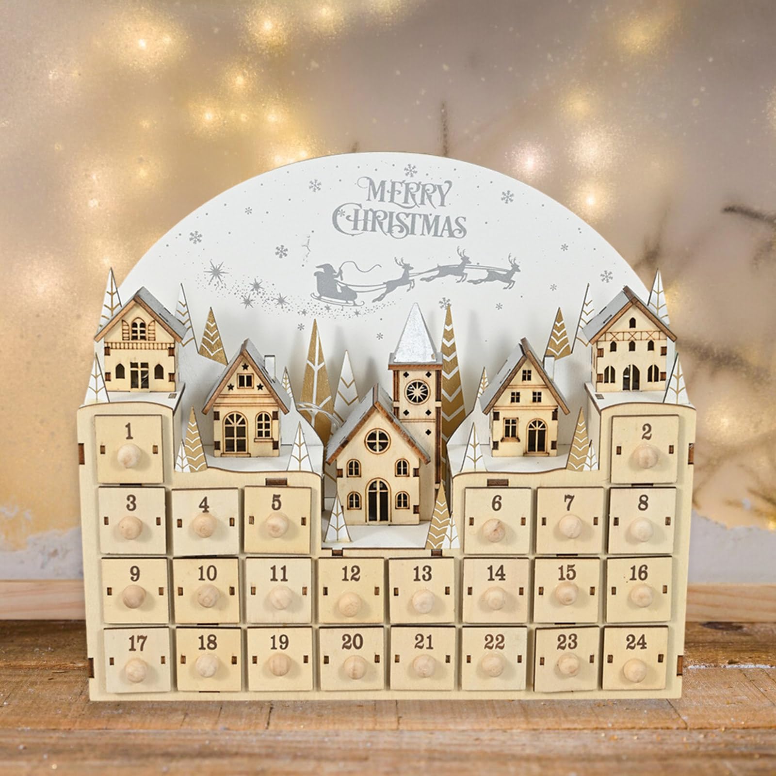 Calendario dellAvvento presepe in legno con statuine componibili e