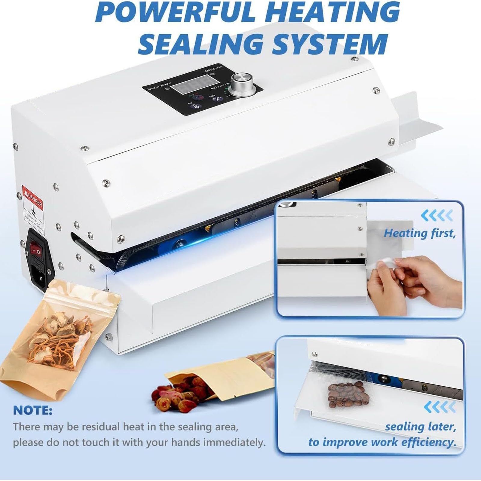 JOSBY Machine De Scellage Automatique en Continu, Machine De Thermoscellage avec Réglage De La Température Et De La Vitesse, Machine De Scellage Horizontale Automatique pour Sacs Plastiques