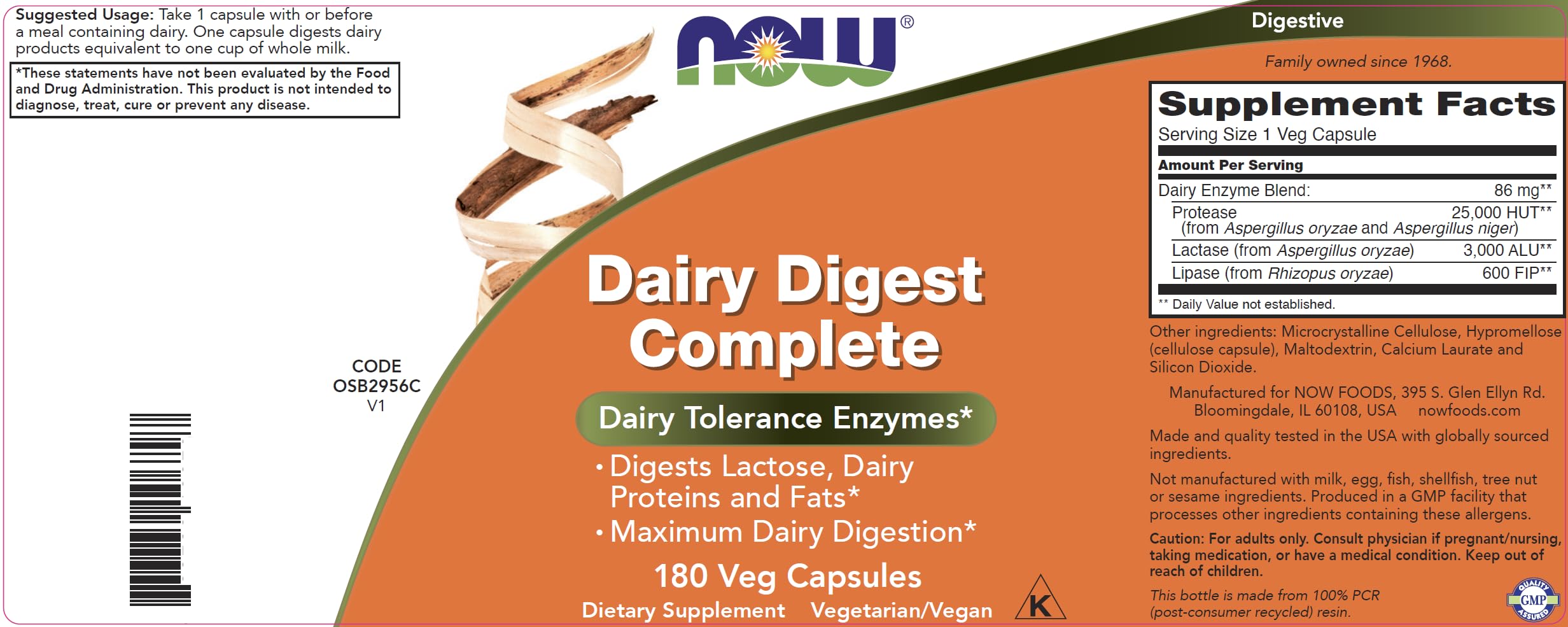 Now Dairy Digest Complete, 180 Veg Capsules, Lactose Digestion Support*, Dairy Tolerance Enzymes* — Amazon image 4