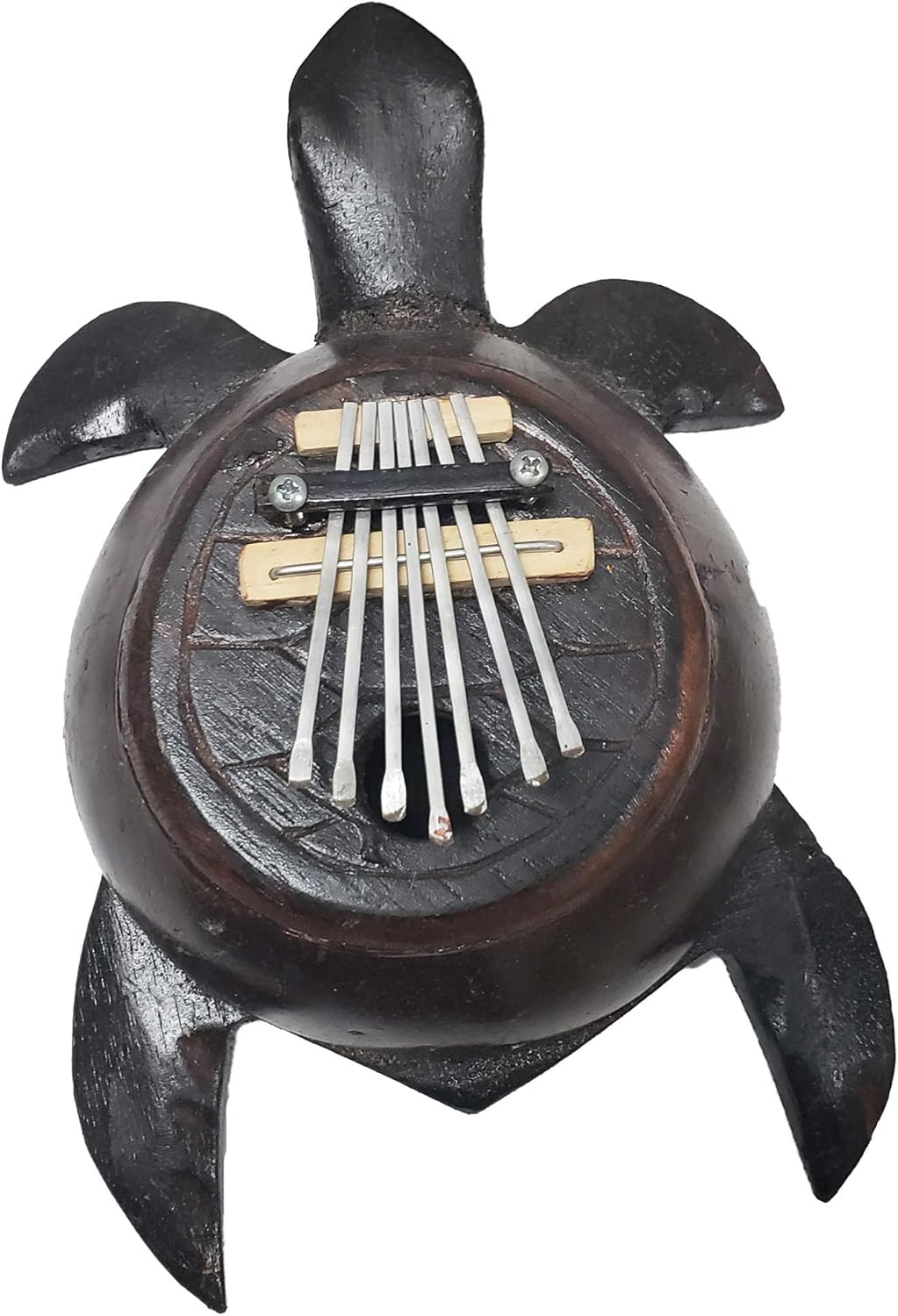Turtle Kalimba Coconut Shell Body Amplify Sound Steel Tines Resonant Sound Amazing Clear Musical Notes - Soothing Tones Can Be Played for Meditative Calm and Relaxation Unique Coastal Décor (Natural)