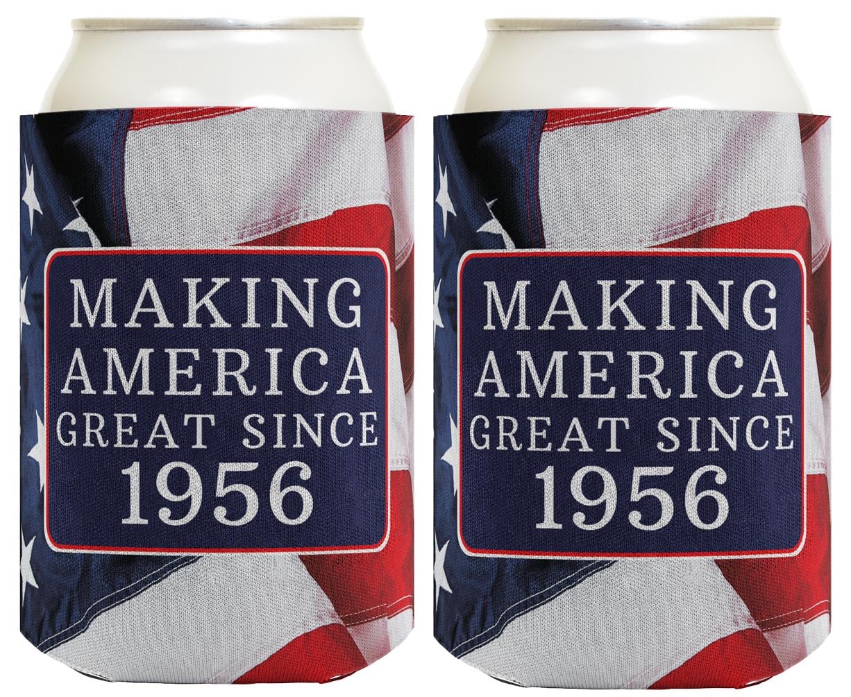 Seventieth Birthday Making America Great Since 1956 2-Pack Can Drink Thermocoolers