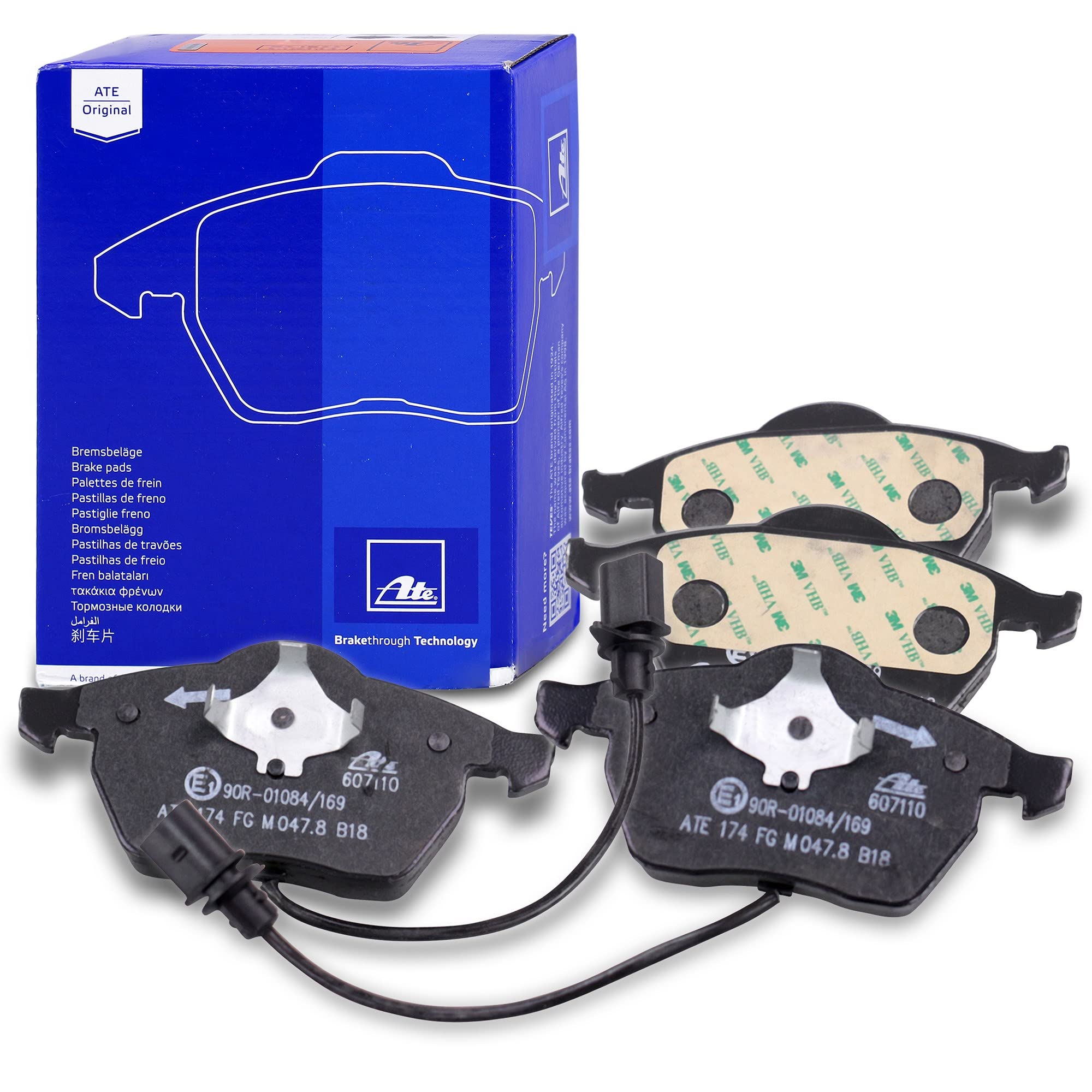 ATE Bremsenset inkl. Bremsscheiben vorne Ø 288 mm belüftet + hinten Ø 245 mm voll und Bremsbeläge vorne + hinten und Verschleißkontakt Kompatibel mit SKODA SUPERB 1 (3U4), VW PASSAT B5