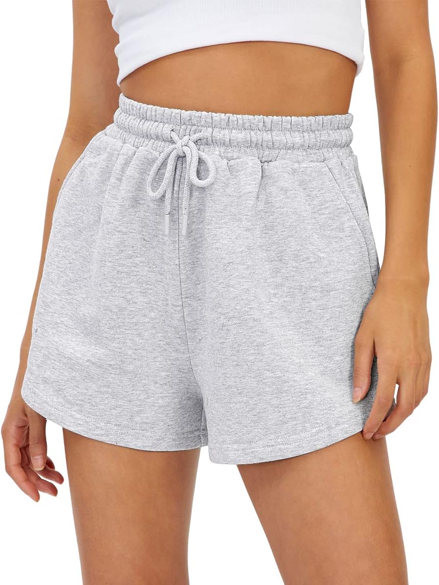 AUTOMETWomens Sweat Shorts Casual Summer Athletic Shorts Elastic Comfy Shorts High Waist Shorts Fall Fashion Clothes 2023