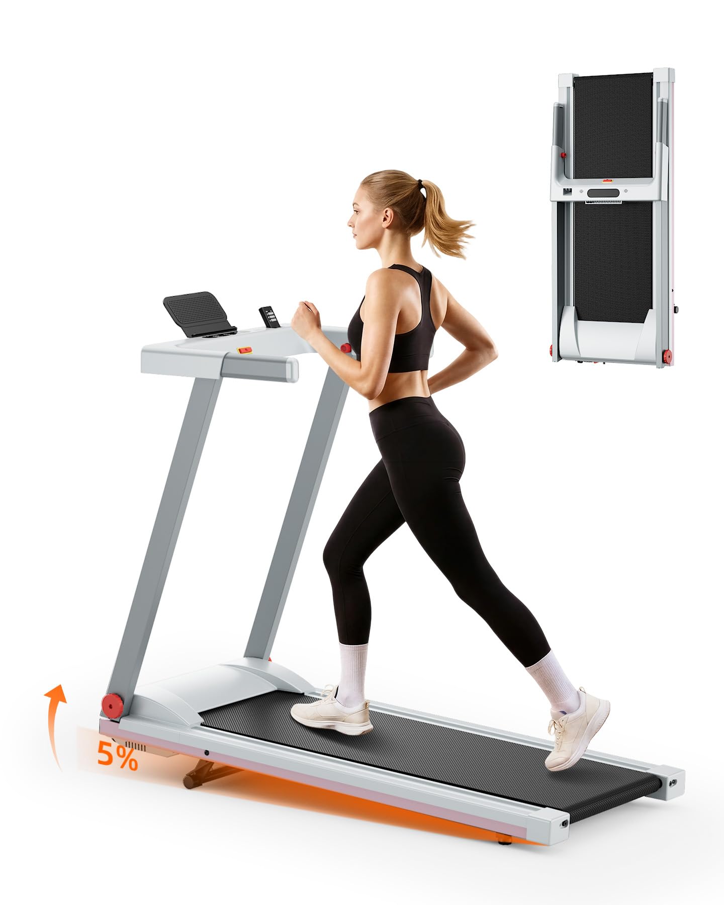 4 in 1 Walking Pad mit Steigung 6% Superun, 12km/h und 16km/h Laufband für Zuhause Klappbar mit APP und Fernbedienung, Max 136kg Laufband Schreibtisch mit Multi-Runner-Rennen und Training Courses