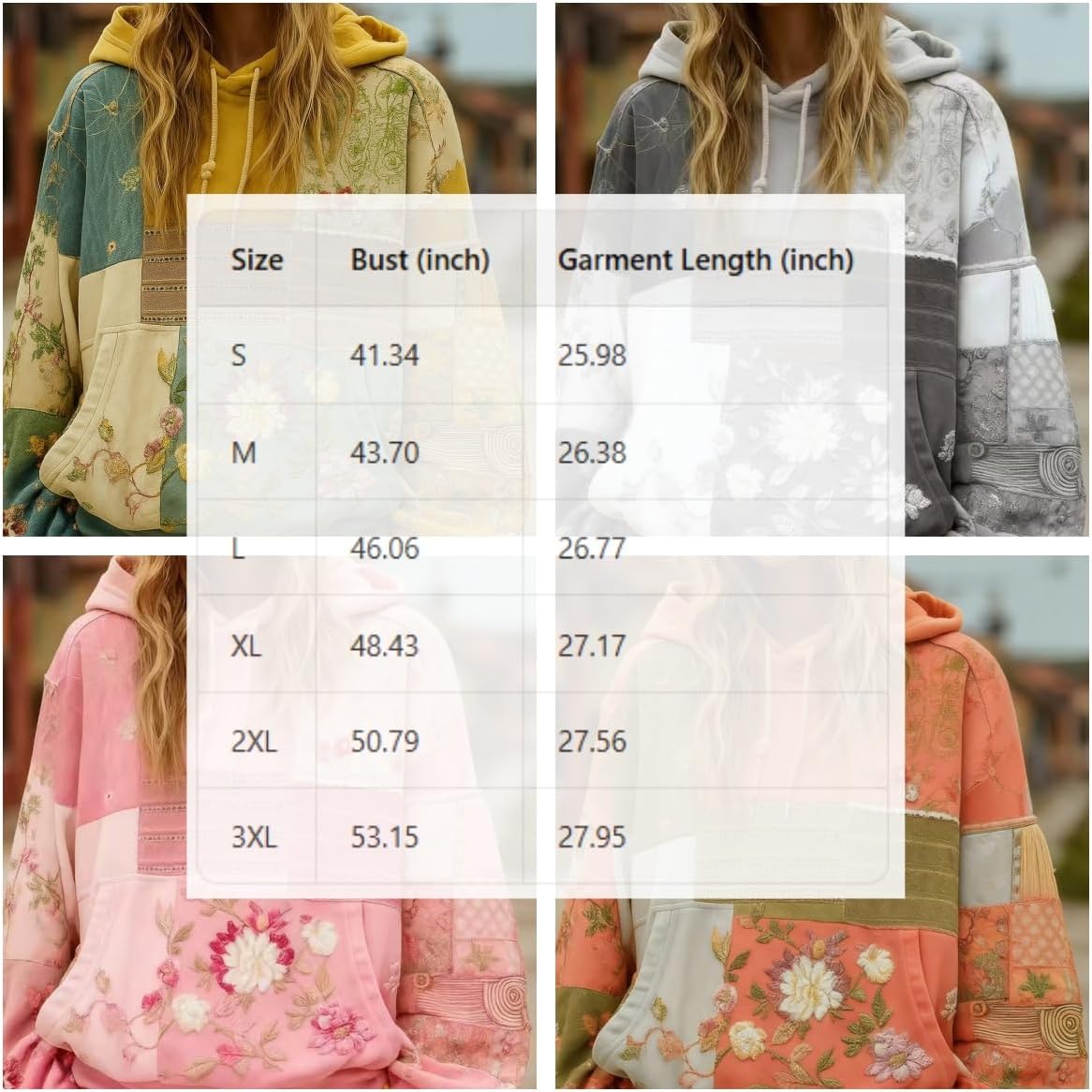 Womens Boho Floral Vintage Printed Hooded Long Sleeve Hoodie Oversized Drawstring Fall Sweatshirts - Image 4