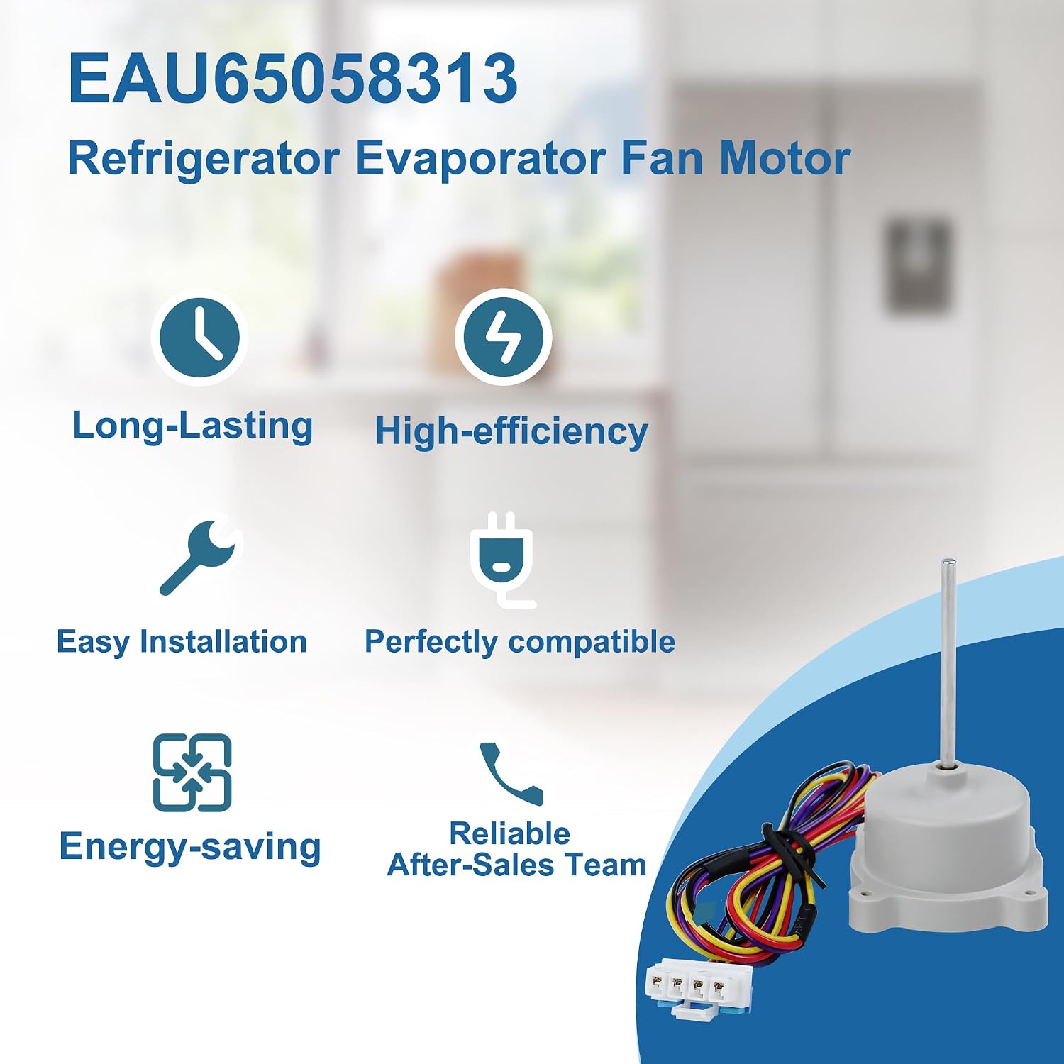 EAU65058313 Refrigerator Evaporator Fan Motor-Compatible with Ken More L G Refrigerator, Replaces EAU63103001, ODM-056F-13, AP7178307, PS16662420, EAP16662420-Easy to Install by MAQIMA