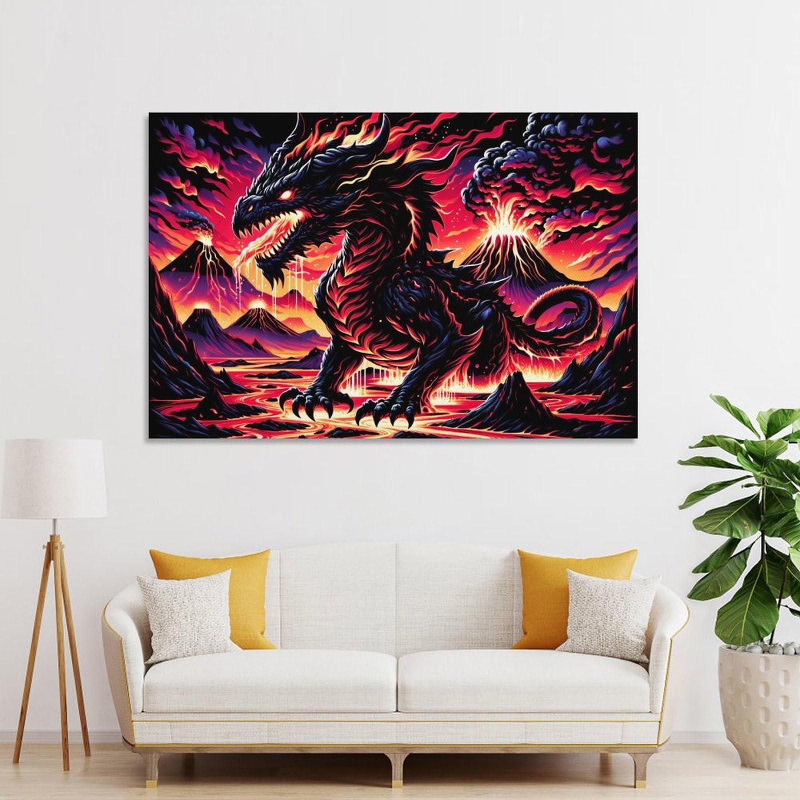 Junmoney Volcano Dragon Decorative Wall Artwork 20x30inch(50x75cm), for Entrance Spaces, Stair Walls Or Halls, A Stylish Accent for Home Entrances
