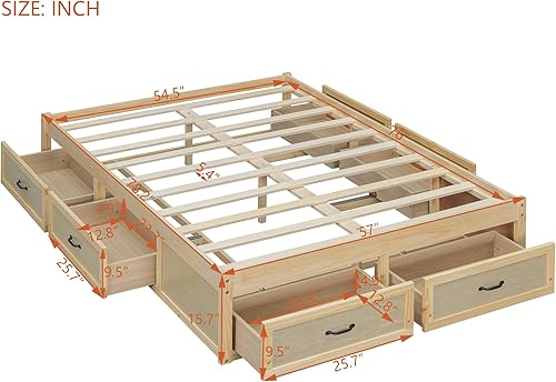 Miniatura 91 de SOFTSEA Cama de almacenamiento de tamaño individual con cajones de almacenamiento, no necesita somier (cereza) Cereza,Blanco,Gris (Antique