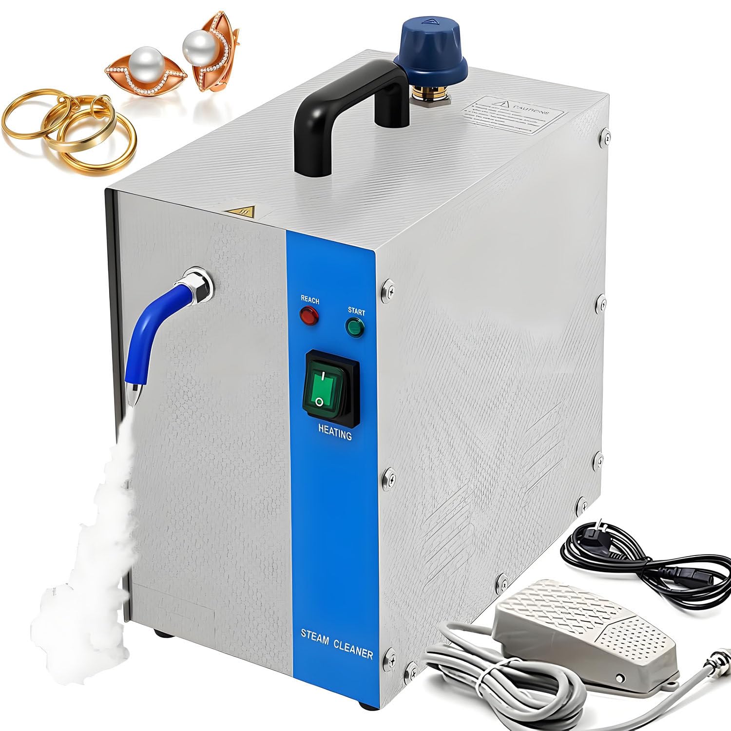 Pro Dampfreiniger Schmuck 2L, Edelstahl Hochdruck Silver | 135°C, 1300W. Reinigt Gold, Silber & Werkzeuge. 8 Min Aufheizung. Geeignet für Studios & Privathaushalte.