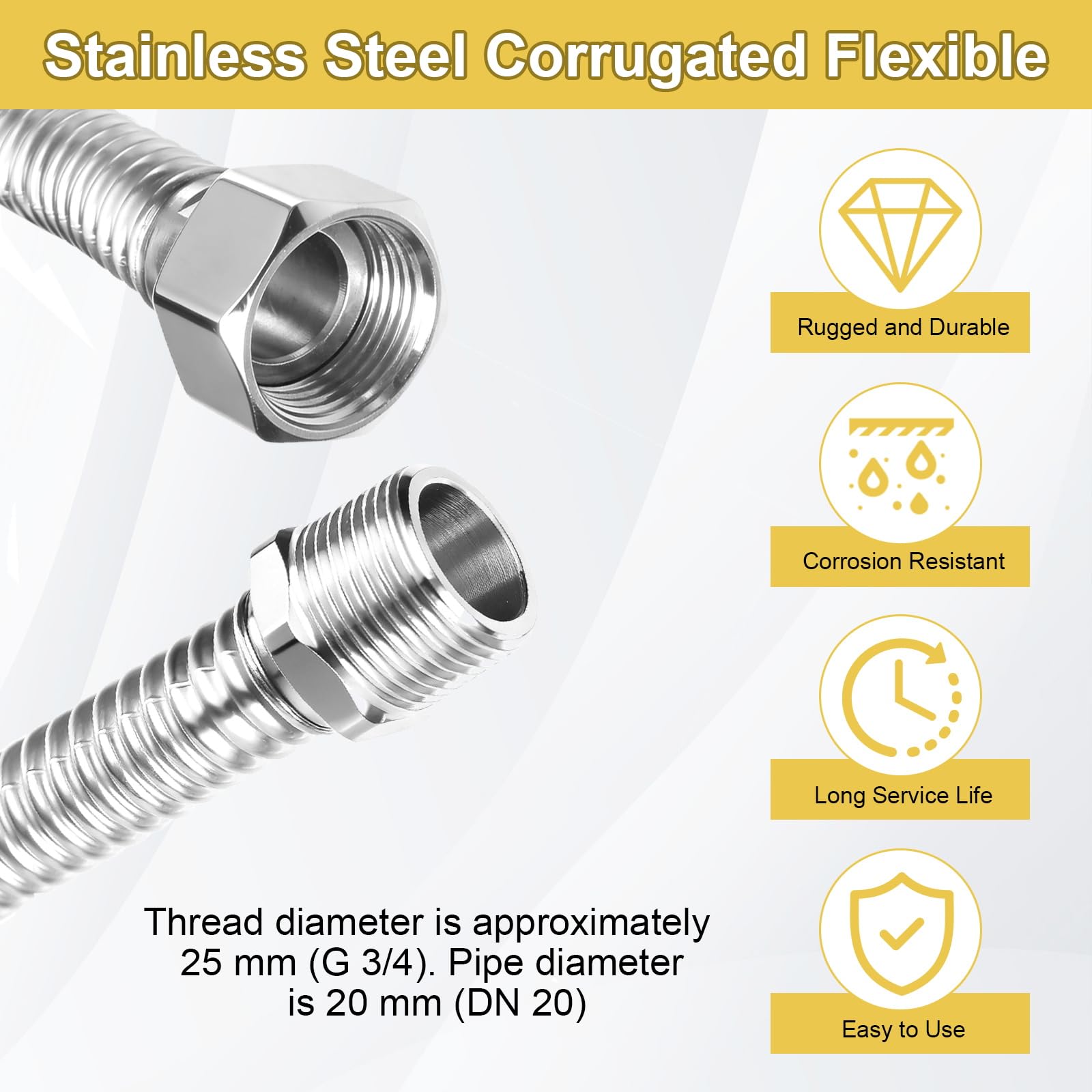 3/4 Inch AG X ATCO Flexibele Slang Pantserslang Roestvrijstalen Aansluitslang Verschillende Lengtes 3 4 Ig 70 Cm 1704626727 3/4 Inch AG X ATCO Flexibele Slang Pantserslang Roestvrijstalen Aansluitslang Verschillende Lengtes 3 4 Ig 70 Cm 1704626727