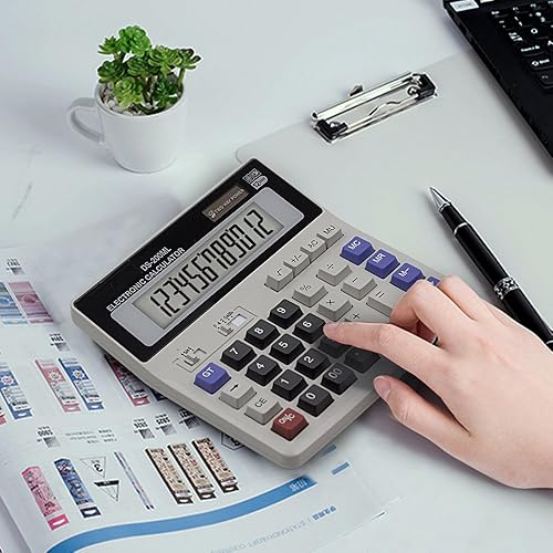 Miniatura 7 de Calculadora de escritorio básica batería solar de doble energía con pantalla LCD grande de 12 dígitos y llaves de computadora grandes calculadora de
