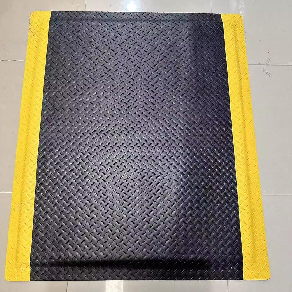 Elasticidad Goma Felpudo - Amortiguación De Pie, Felpudos Comerciales - Diamante En Relieve - Antideslizante Antiestático Almohadillas para Pies para Garaje Taller (Color : Black, Tamaño : 60x90x2cm