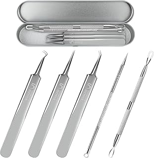 Blackhead Remover Tool, YGQQOY 5Pcs Acne Remover comedone Extractor, Professional Stainless Skin Zit Acne Blemish Whitehead Popping Removing Surgical Tweezers Extraction Tools for Nose Eye Face