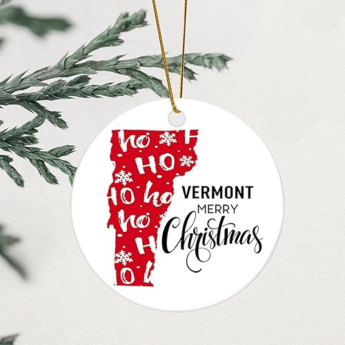 Miniatura 3 de Evans1nism Vermont State Christmas Round Ornament Hometown Ceramic Keepsake State Love Winter Holiday 3.2 Inch Double-Sided Printing New Home Gifts