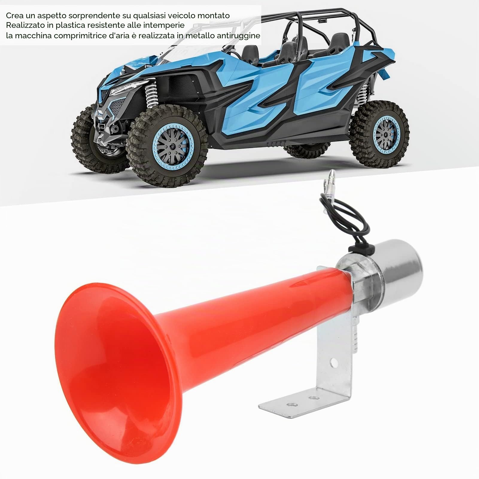 Tbest Ar Horn Clacson, Corno Fischietto Turco 12V, 24V Trombe D'Aria per Camion, 180DB Tromba Ad Aria Rossa Universale 12V / 24V Clacson a Pressione per Roulotte per Auto Camion SUV Motociclette