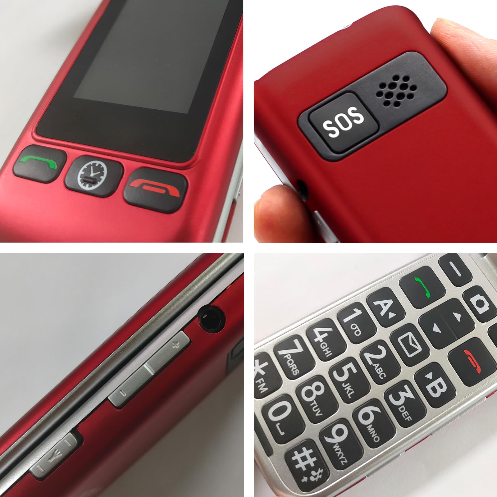 artfone C10 Telefono Cellulare Anziani Cellulare per Anziani Telefono per Anziani a Conchiglia Tasti Grandi 2,4'' Display Volume Alto Funzione SOS (rosso)