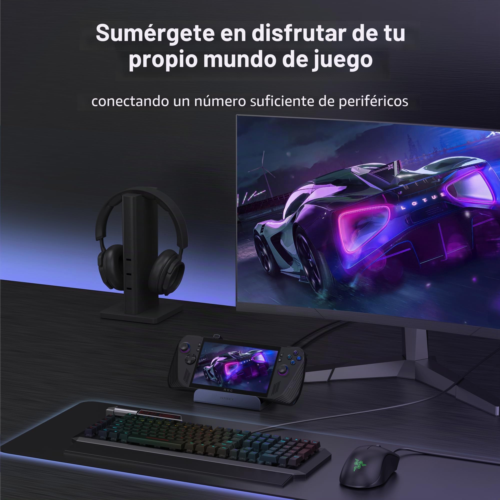 iVANKY 4K@144Hz 8 en 1 Estación de Acoplamiento para Valve Steam Deck OLED | ASUS ROG Ally X/Legion Go/ROG Ally/Stream Deck Dock, con HDMI 2.1, Ethernet Gigabit, 3*USB-A 3.0, mit 100W-Netzteil