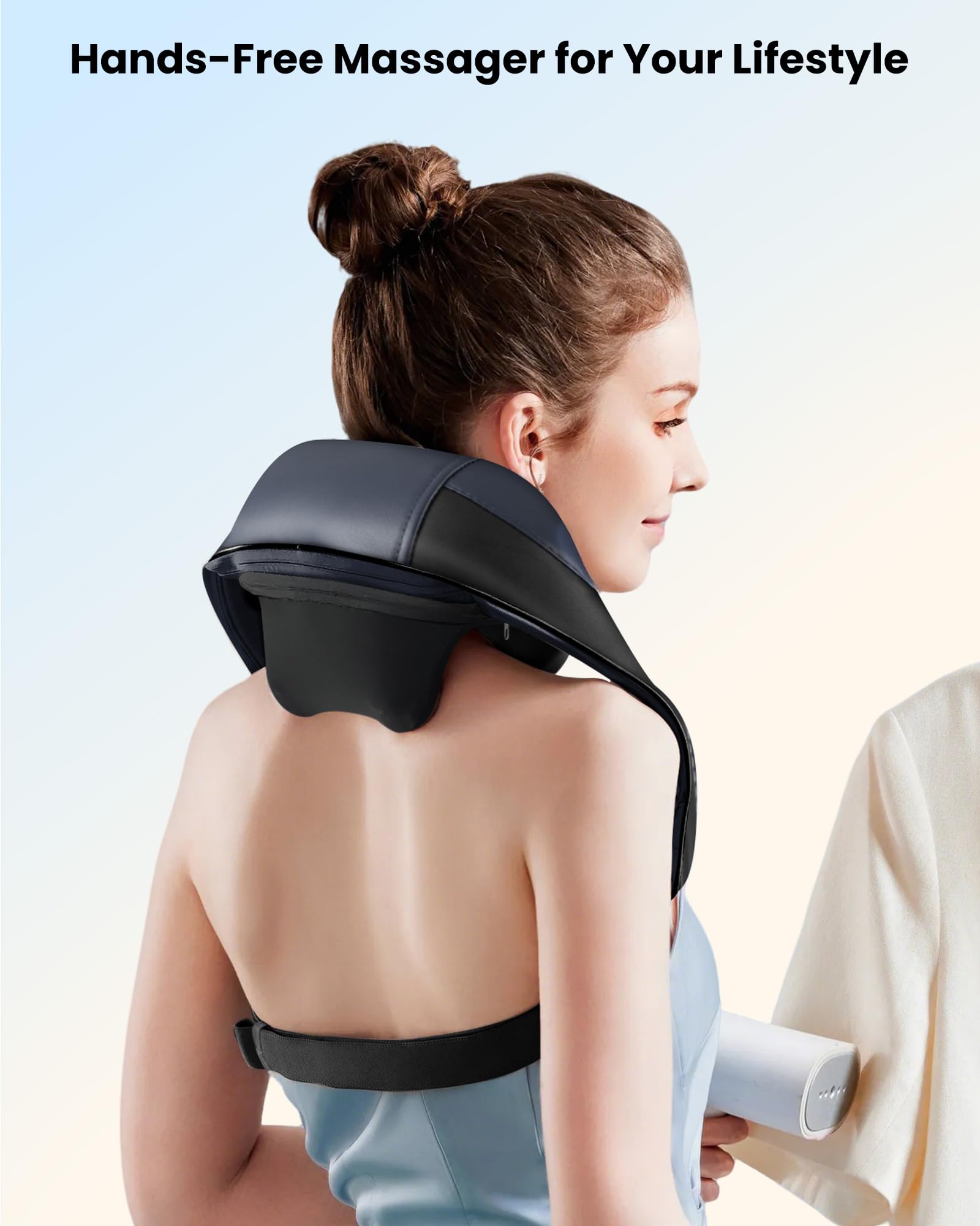 COMFIER Masajeador Cervical Shiatsu con Función de Calor, Masajeador Cervical y Espalda Inalámbrico, Calentamiento con Grafeno, Cojín de Masaje 4D con Función de Amasamiento, Regalo Hombre Mujer