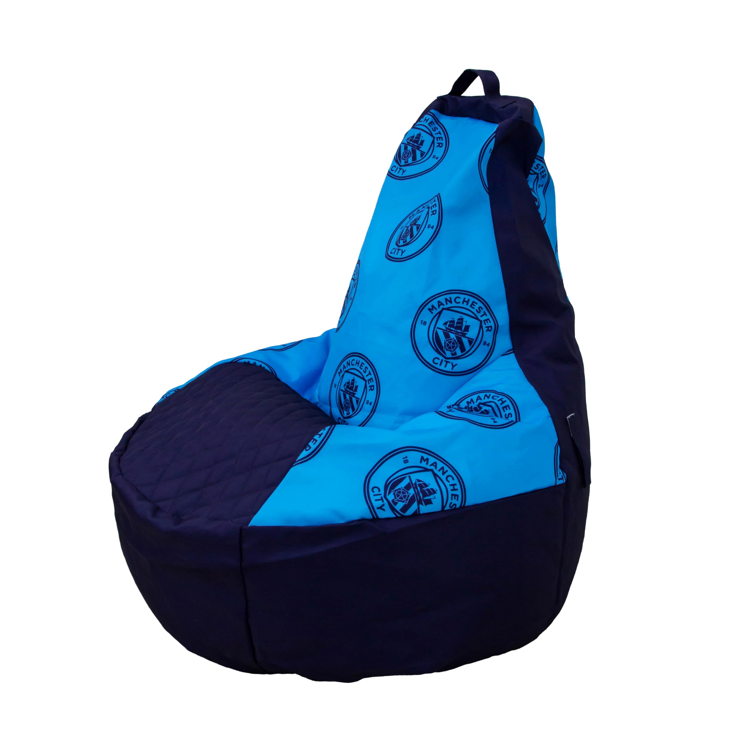 MANCHESTER CITY FC Large Bean Bag, Highback Gaming Bean Chair with Filling Included, Comfortable Football Lounging Chair for All Ages and Indoor and Outdoor Use