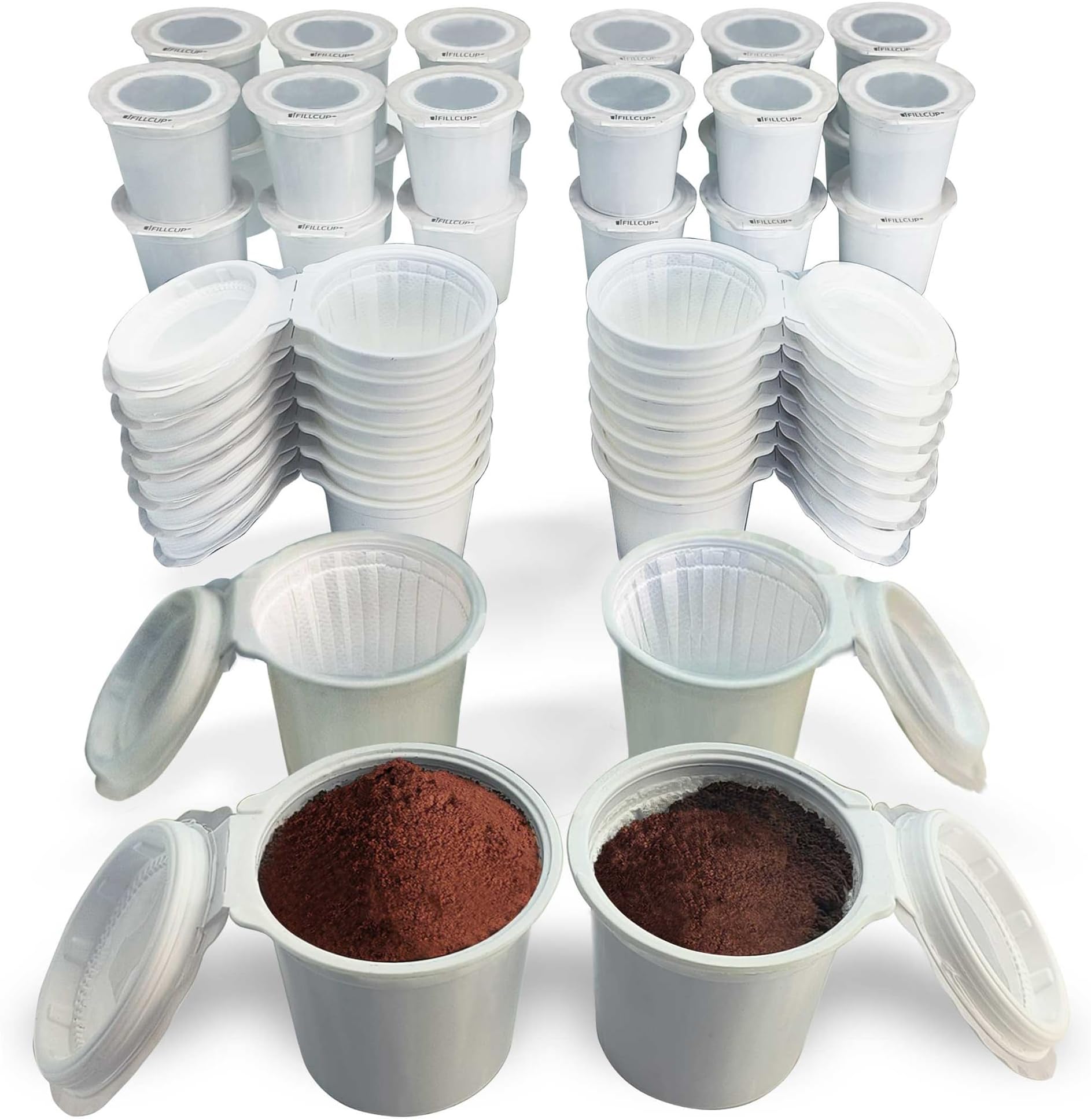 Pods-42 White fillable Single-Serve Coffee pods for use in Keurig Brewers. Fill Your own Fresh Coffee in These airtight pods for a Great Tasting Brew.