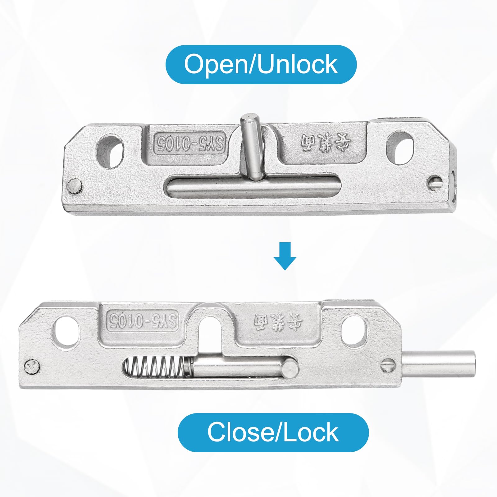 QUARKZMAN 8 Pezzi Chiusura a Cancello Acciaio Inox Argento Sinistra | a Molla Normalmente Bloccato, Chiusura a Catena, Bullone di Scorrimento per Porte per Dispositivi Industriali