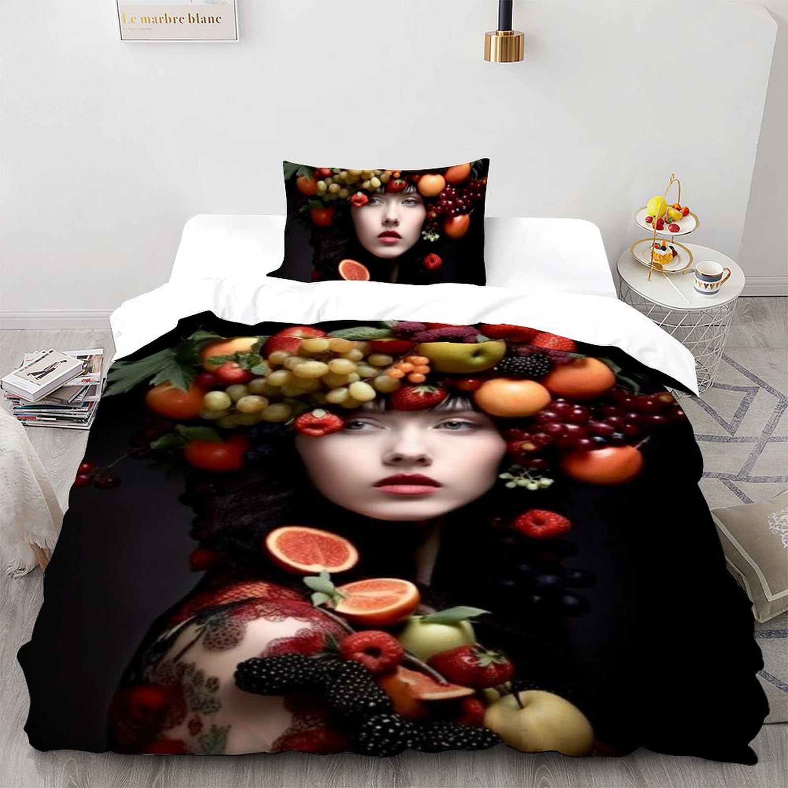 Housse de couette single poivrons imprimé 3D microfibre avec taie d'oreiller