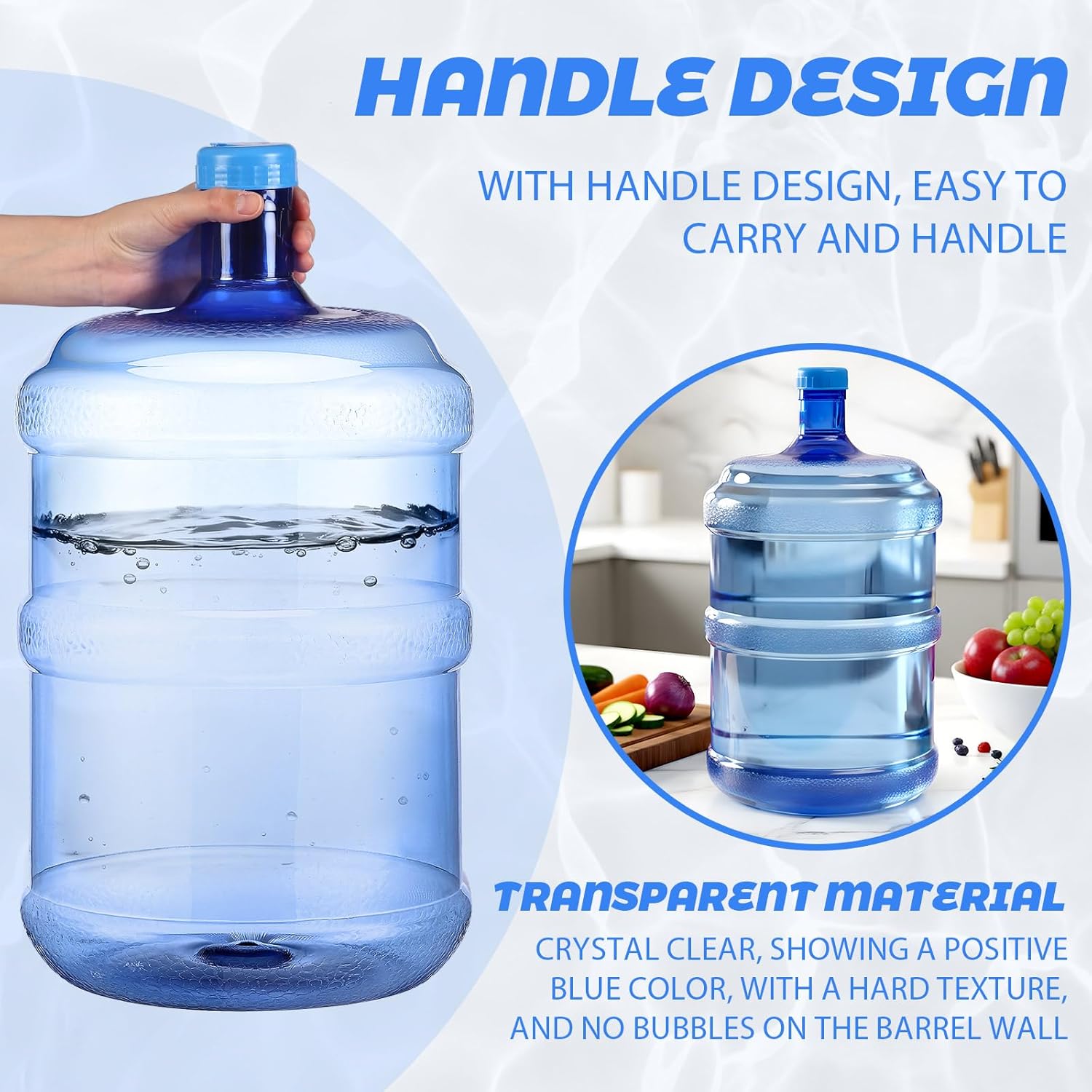 Bokon 2 Pieces gallon water jugs Round Plastic Water Bottle with Handle Screw Cap Reusable Large Capacity Bottle for Camping Outdoor Travel Gym Use - Image 3