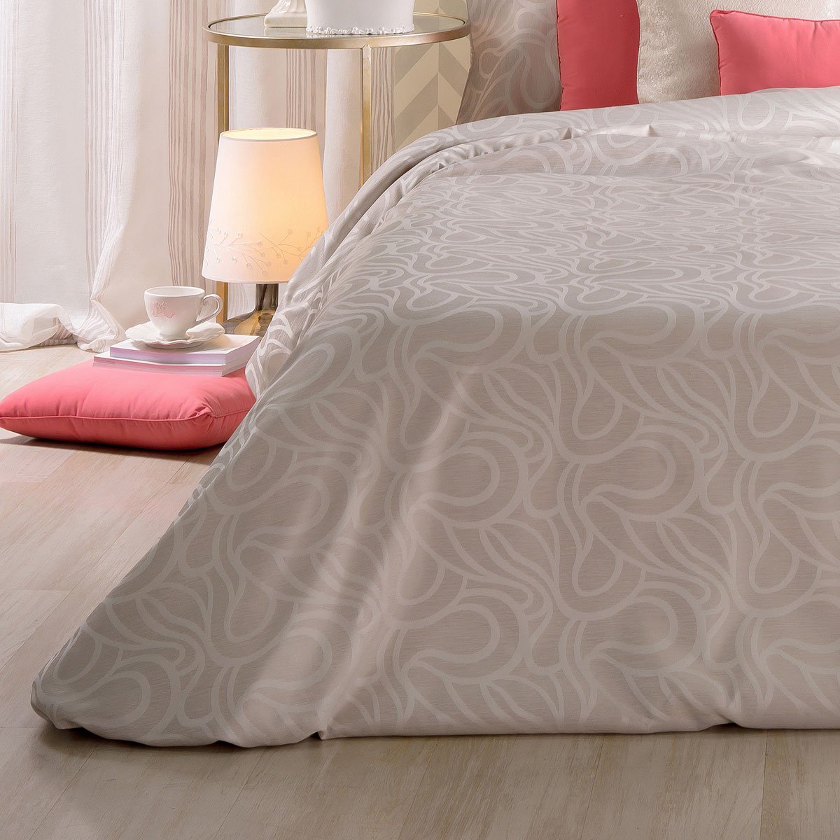 Sancarlos Tedbury Funda Nórdica Bordada, Microfibra, Crema, Matrimonial, Cama 135