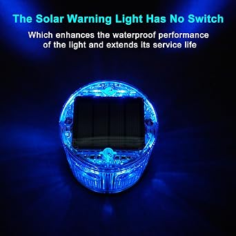 Aolyty Solar Strobe Warning Light 360 Degree Super Bright Waterproof IP54 for Construction Traffic Dock Marine Light Control Flashing (Red)