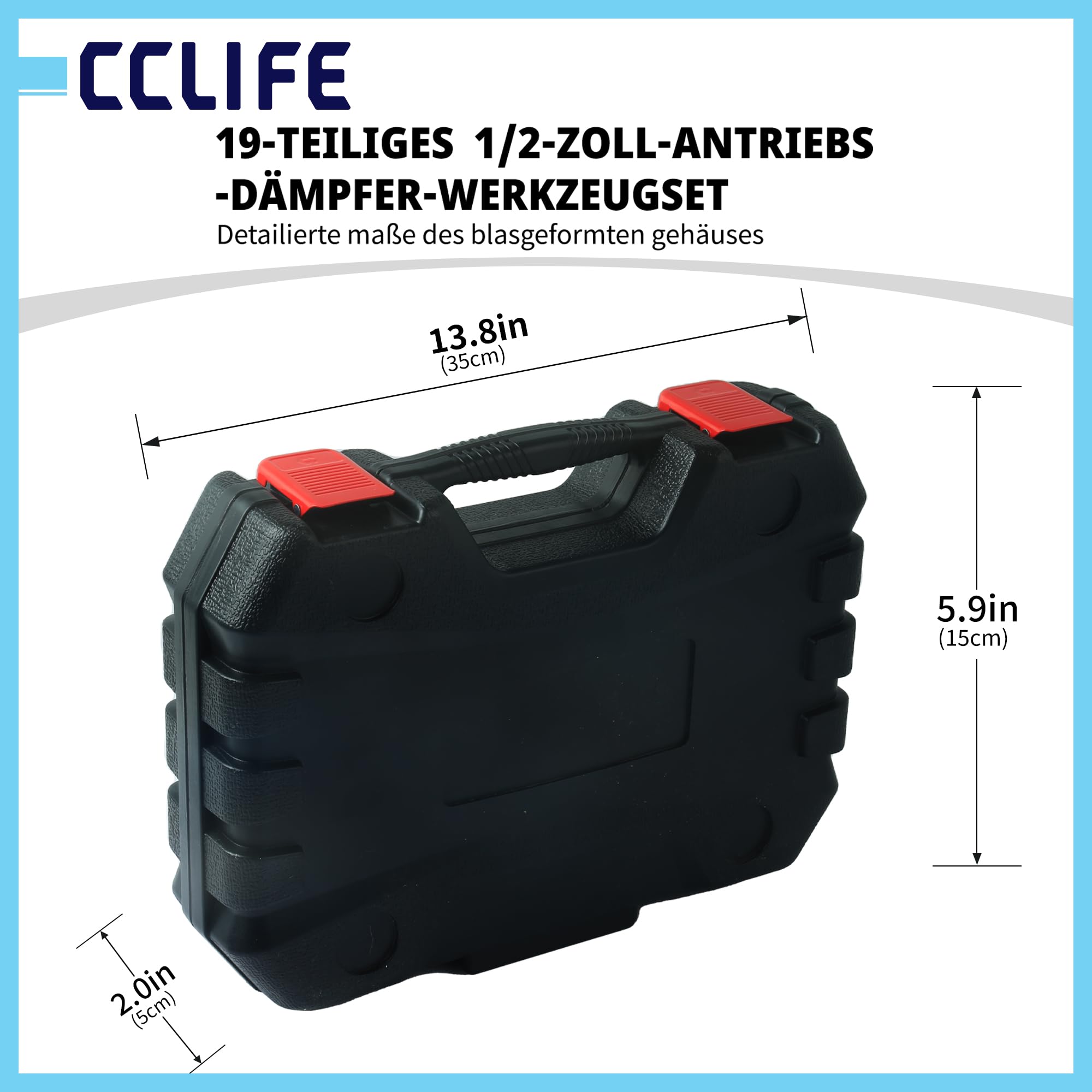 CCLIFE Stoßdämpfer Werkzeug Set 19-TLG 1/2 Zoll Antrieb Langnuss 16-24 mm Spezialnüsse 6-9 mm