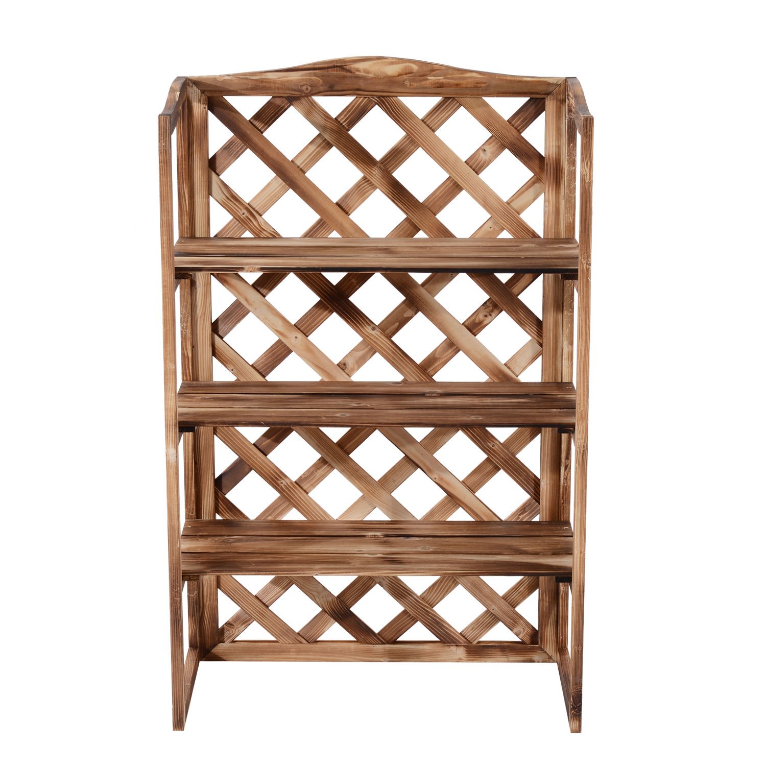 Outsunny Supporto fiori 3 livelli legno abete, scaffale fiori/piante