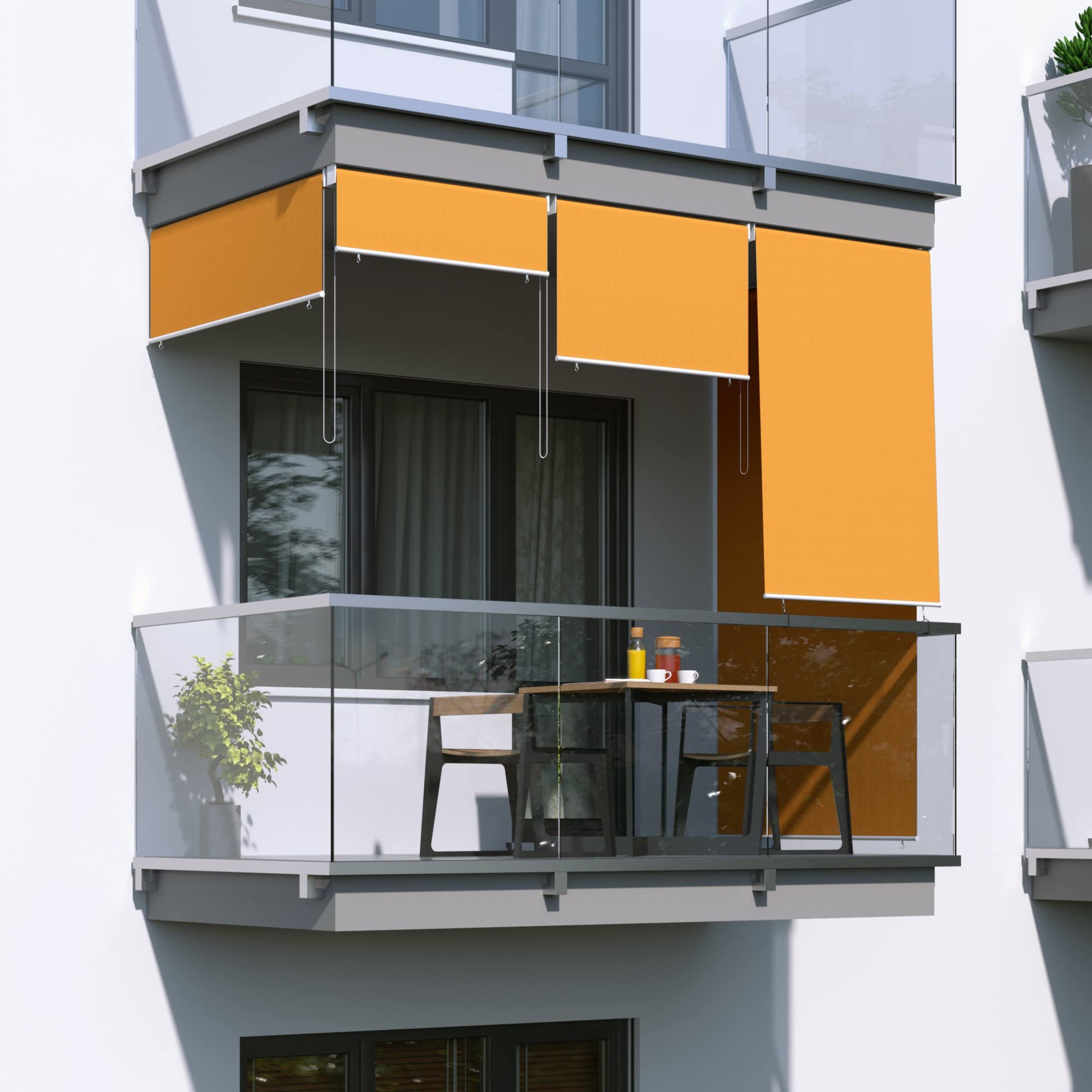 Tenda da Sole Verticale a Rullo per Esterno Avvolgibile Anti UV Impermeabile 120 x 240 cm Arancione