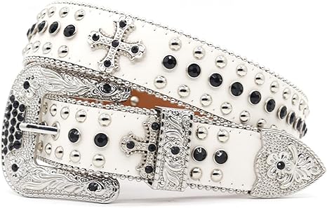 Amazon | [JIARY] ラインストーンベルト,キラキラ スタッズ白