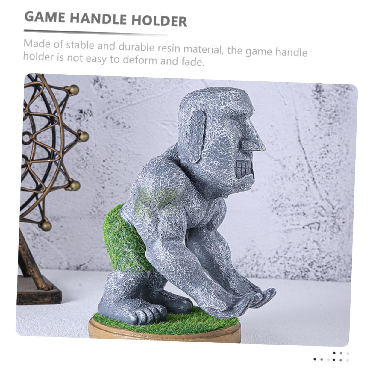 Gatuida Supporto per Controller da Gaming in Resina a Forma di Statua Moai, Design Unico Resistente a Usura e Sbiadimento, per Home e Desktop