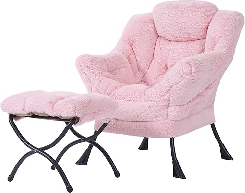 Miniatura 10 de Tiita - Sillón reclinable con otomana, grande, moderno, sofá de ocio, de lectura, con reposapiés, para dormitorio, sala de estar, dormitorios,