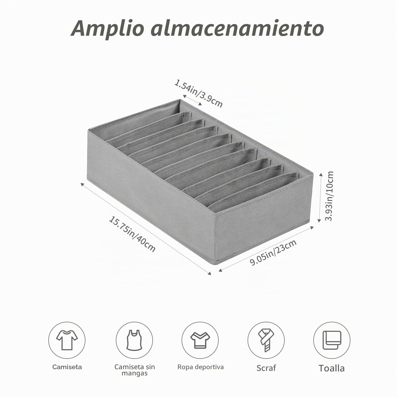 Paquete de 4 organizadores de cajones de camisetas para ropa, 10 compartimentos de rejilla, organizador de ropa, organizador de ropa lavable para ropa plegada, camisetas, leggings,