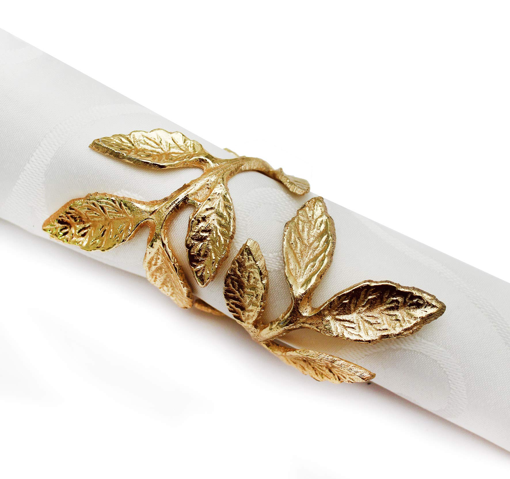 Peggy Wilkins Carolle Christmas Leaf Napkin Ring - Gold
