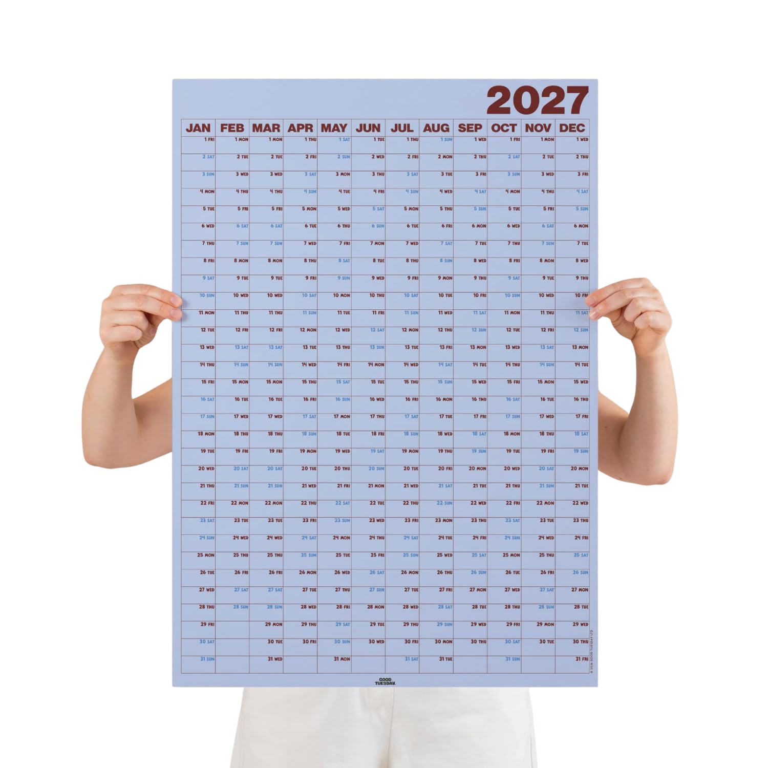 Good Tuesday 2027 Wall Planner (Blue)