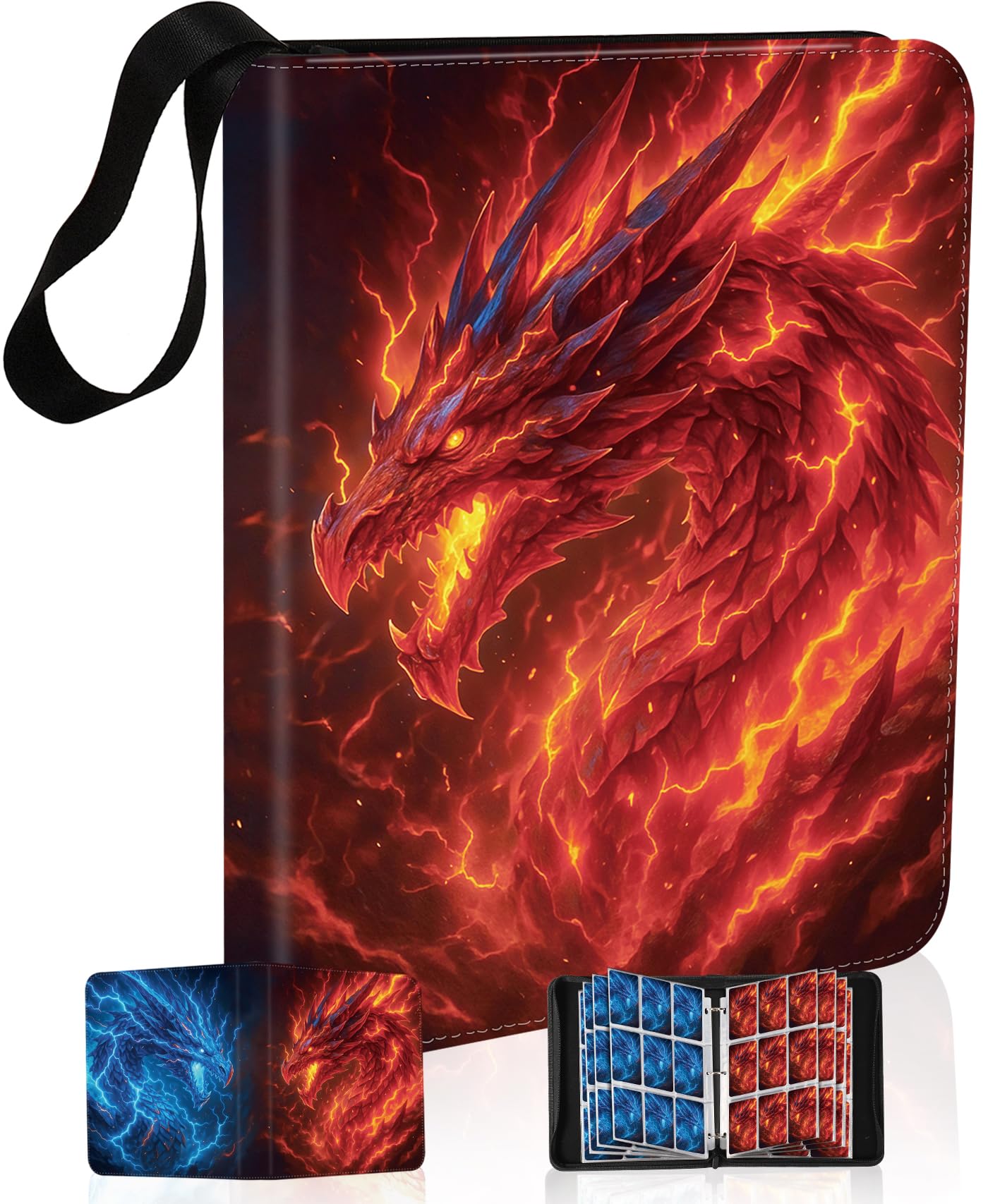 Classeur Carte 900 Cartes, 50 Pages Album Cartes Binder pour TCG | Portable, Cuir PU Imperméable, Fermeture éclair et Classeur à 3 Anneaux, Pour Cartes TCG et Cartes de Sport