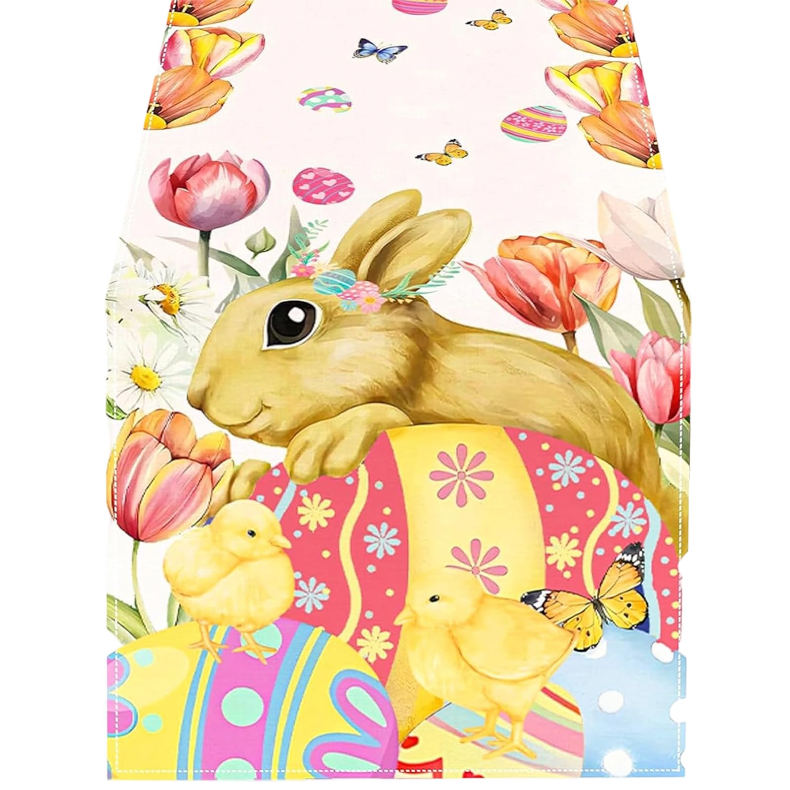 Carotoe E Caroto Farmhous Linen Tabl Scarf Aster Rabbits Design Rectangular Washabl For Hom Styling Linen Aster Rabbits Tabl Runner