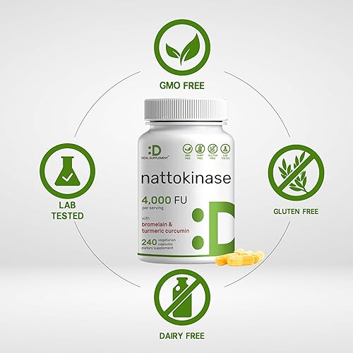 Miniatura 3 de Suplemento de nattoquinasa 4,000 FU por porción, 240 cápsulas vegetarianas - Natto japonés con bromelina, curcumina de cúrcuma y complejo de