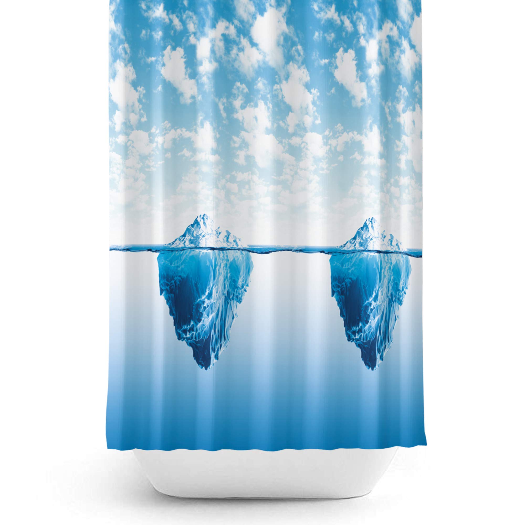 Tropik Home Fabric Shower Curtain With Nautical Print, Extra Long and Wide, 240cm Width x 200cm Drop