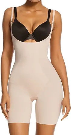 SHAPERX Shapewear for Women Tummy Control Open Bust Thigh Slimmer Body Shaper