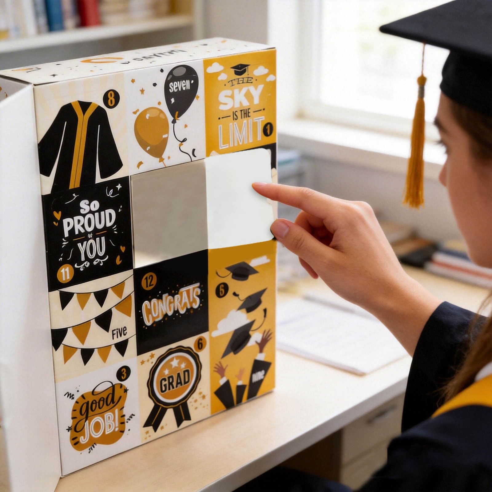 Graduation Countdown Gift Box,12-Days Fillable Surprise Paper Gift Packaging Boxes,Empty DIY Graduation Present Calendar Boxes for Graduates,Gifts Not Included (2) — view 2