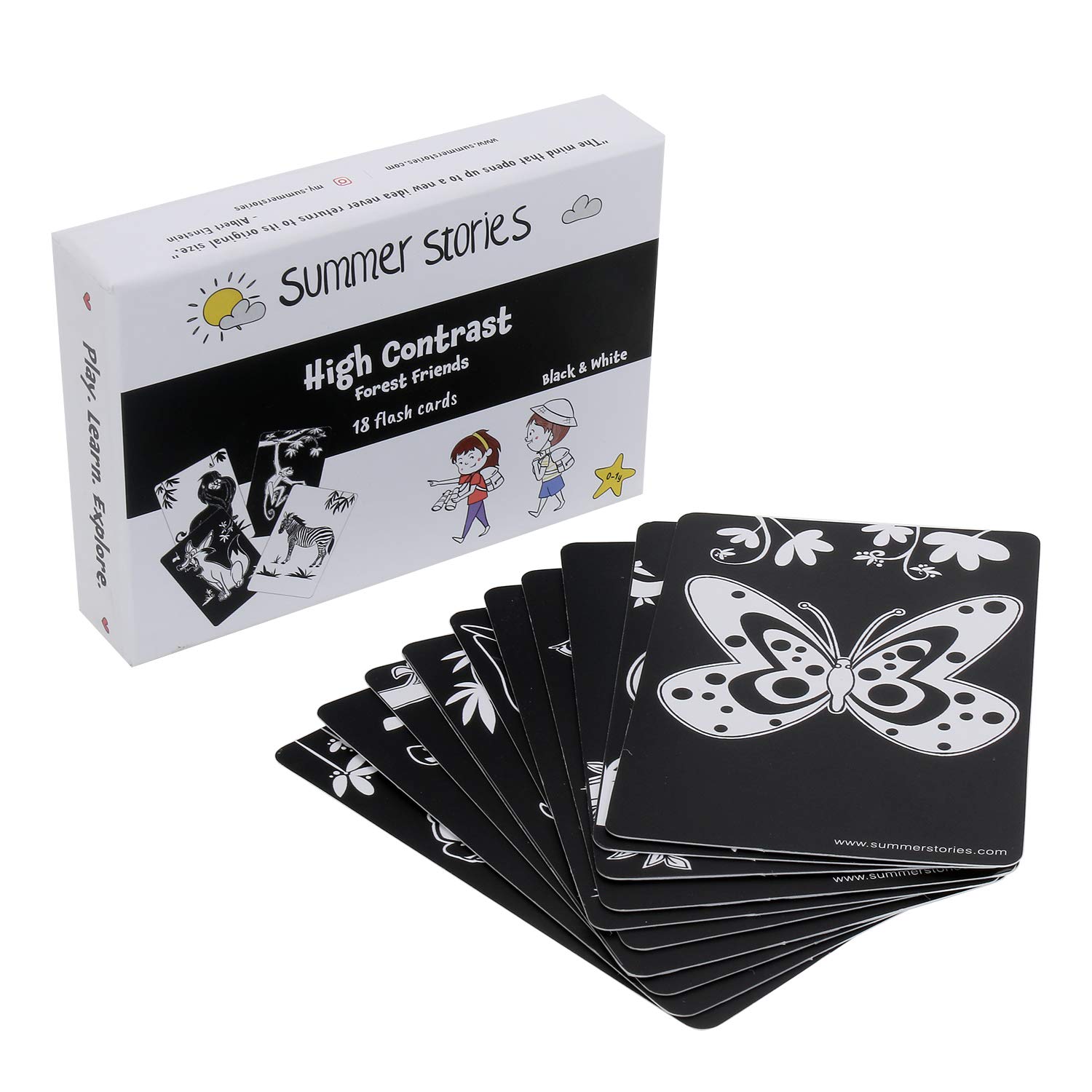 Summer Stories Newborn High Contrast Flash Cards - Black & White | Learning Cards (Age Group: 0-1 Year).